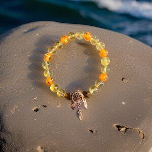 Citrine & Amber with dream catcher charm bracelet 7 inch